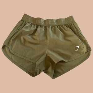 Gymshark Shorts Womens Size Small Olive Green Running Athletic Elastic Waist